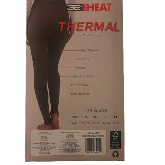 32 Degrees Heat Women's 2-Pack Thermal Base Layer Pants, HT. Charcoal, Size XL - Picture 7 of 7